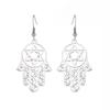 Pendientes colgantes de palma con estrella de seis puntas hueca de acero de titanio de moda transfronteriza europea y americana, pendientes de acero inoxidable combinables para mujer