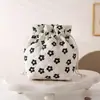 Bolsa de Almacenamiento Ligera Nueva Estampada con Cordón Transfronteriza, Bolsa de Maquillaje Acolchada Estilo Coreano Floral con Cordón de Gran Capacidad