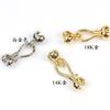 Fivela de botão de flor em ouro 14K com retenção de cor, fecho para corrente, pulseira, fecho de conexão de ponta, acessórios para joias DIY