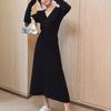 Versión coreana de ins2024 suéter de color liso traje de mujer 2024 otoño e invierno estilo perezoso japonés y coreano moda holgada conjunto de dos piezas