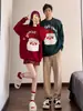Atuendos retro para pareja: Suéter rojo de Santa Claus, tejido suelto y casual para mujer para otoño e invierno, con un estilo vibe de Hong Kong