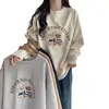 Moletom Feminino 2026 Outono e Inverno Novo Estilo Coreano Versátil Solto com Capuz Jaqueta Feminina Atacado