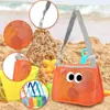 Bolsa de malla personalizada para juguetes de playa infantiles con patrón de ojos de caricatura, impermeable, multifuncional, bandolera ajustable