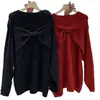 Vestido suéter midi casual de punto sexy con lazo para otoño e invierno de Dongdaemun, Corea, para Navidad y Año Nuevo