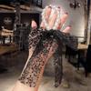 Estilo coreano Pearl Bow Lace Long Ribbon Hair Rope Ponytail Girl Floral Large Gut Hair Rope Acessórios para o cabelo