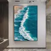 Textura Gruesa Tridimensional Olas del Mar Vista al Mar Pintura al Óleo Vertical Sala de Estar Fondo de Sofá Pintura Decorativa Abstracta B&B Mobiliario Suave Pintura de Pared