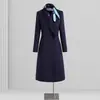 Roupa Externa de Lã Profissional Roupa de Trabalho Feminina Plus Algodão Engrossado Comprimento Médio Departamento de Vendas de Hotel Roupa Externa de Lã Inverno