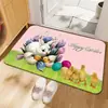 Felpudo de Diatomeas para Pascua Transfronterizo, Alfombrilla Antideslizante Absorbente de Agua para Baño, Felpudo para Puerta de Entrada con Decoración de Conejo y Huevo