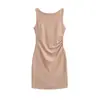 Atacado de roupas femininas transfronteiriço 2026 verão novo estilo europeu e americano moda cor sólida justo sem mangas bodycon vestido