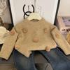 Roupa Infantil Coreana Ningli Suéter para Meninas Primavera e Outono Novo Estiloso Moda Coreana Suéter de Tricô com Laço Infantil