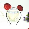 Faixa de cabeça infantil com lantejoulas do Mickey Touca de lantejoulas de tecido feita à mão europeia e americana Faixa de cabeça com escamas do Mickey Mouse estilo celebridade