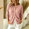 Novo produto transfronteiriço para lojas independentes da Amazon europeia e americana: suéter cardigã de tricô de manga longa outono/inverno feminino com gola redonda pulôver