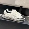 Zapatos Casuales Cómodos de Estilo Veraniego, Bloques de Color Blanco y Negro Panda, Puntera Redonda, Con Cordones, Suela Gruesa para Mujer, Tenis de Suela Fina para Mujer
