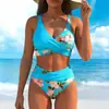 2026 Nuevo Set de Bikini Sexy con Estampado de Flores Tropicales Europeas y Americanas Transfronterizo Traje de Baño Casual para Vacaciones Mujeres