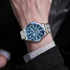 Reloj Rokyn Multifuncional de Correa de Acero Cuarzo Impermeable Luminoso Fase Lunar para Hombre Tres Ojos Seis Manecillas Reloj de Pulsera para Hombre