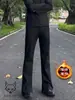 Pantalones de traje a la moda y lujosos ligeramente acampanados, Pantalones casuales cálidos forrados de polar para otoño e invierno, Pantalones de negocios diarios para hombre, Modernos