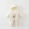Macacão Acolchoado para Bebê 300g Roupas Outono Inverno para Meninas Super Fofo Casaco com Capuz Traje de Engatinhar