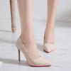 2021 Novo estilo coreano pontudo salto alto sapatos de camada única salto agulha feminino couro envernizado sapatos de casamento vermelho sapatos de trabalho femininos