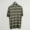 Camiseta de Punto a Rayas de Lino de Manga Corta para Hombre, Estilo Veraniego Italiano Old Money, Top Casual Transpirable Calado