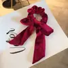Celebridad de Internet Coreana Versátil Terciopelo Lazo para el Cabello Diadema Estilo Ins Chica Elegante Cuerda para Cola de Caballo Retro Banda Elástica