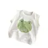 Chaleco de Malla Transpirable con Diseño de Rana con Pajarita y Elefantito Bebé, Camiseta sin Mangas para Bebés y Niños Pequeños, Estilo Verano