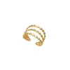 Nuevo anillo geométrico de acero de titanio a la moda, anticaída, para mujer, de nicho, de alta calidad, ligero, de lujo, de acero inoxidable, anillo abierto.