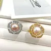 Anillo de Perla Grande de 10-11 mm para Mujer Cobre Relleno de Oro de 18 Quilates Chapado en Oro Grueso Zirconio de Circonio Cubic Zirconia Micro-Pavimentado Seiko Escuadra T Lujo Accesible Anillo de Perla