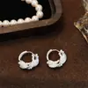 Brincos Argola com Textura Irregular e Pérolas de Alto Brilho Inlaid à Mão, Textura Metálica, Vibe Cool, Brincos Estilo Ins