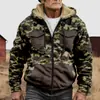 Jaqueta Masculina de Algodão Europeia e Americana de Inverno, Forrada com Lã Quente, com Capuz, com Bolsos, de Manga Longa, Estampa Digital 3D, Moda de Rua