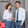 Camisa bordada de manga comprida masculina e feminina roupa de trabalho LOGO bordado banco imobiliária vendas ferramentas camisa listrada tamanho grande