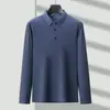 Nueva Camiseta Casual de Manga Larga para Hombre de Otoño con Cuello, Camisa Polo Casual de Negocios, Camiseta Básica de Color Sólido, Top para Hombre