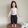 Conjunto de Chaleco de Dibujos Animados de Moda de Verano para Niñas, Atuendo de Verano para Bebés Niñas, Conjunto de Dos Piezas Anti-Mosquitos, Lindo, Casual y Dulce