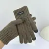 Guantes de Lana Cálidos para Hombre Transfronterizos Invierno Resistentes al Frío Engrosados Estilo Coreano Moda de Negocios Nuevos Tejidos Pantalla Táctil Dedos Completos