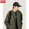 Chaqueta de Diseño Plegado Estructura Personalizada Repelente al Agua Cuello de Béisbol Hombre Primavera Estilo Americano Chaqueta de Piloto