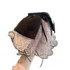 Laço estilo francês de luxo leve com estampa de leopardo e fita, presilha de garra para prender rabos de cavalo altos, acessório de cabelo requintado para mulheres