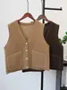 Nuevo Chaleco de Punto de Lana Doble Cara Estilo Retro Japonés con Cuello en V, Cárdigan, Chaleco Suéter sin Mangas para Superponer para Mujer, Otoño/Invierno 2026