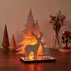 MZ1324-1330 Árbol de Navidad de Madera Transfronterizo Adorno de Mesa Iluminado Decoración para Fiesta Navideña