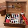 Caja de costura de madera vintage almacenamiento diario doméstico caja de madera abatible multicuadrícula caja de madera de pino caja de almacenamiento caja de costura