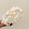 Presilha de Cabelo Faixa de Cabelo Pregueada com Contas Preto de Alta Qualidade para Mulheres 2025 Moda Novo Elegante Pressão de Compras Lavagem de Cabelo Faixa de Cabeça