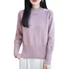 Suéter de punto trenzado 100% algodón estilo francés con cuello semi alto para mujer, nuevo modelo 2026, jersey grueso, capa base cálida