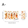 Decoración de Ventanas para Tienda de Hogar de Acción de Gracias Pegatinas al por Mayor Animales del Bosque de Otoño Pegatinas Electrostáticas sin Adhesivo para Vidrio