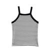 Camiseta sin mangas básica de color block a rayas retro versátil de corte ajustado para primavera temprana, moderna, para chicas con estilo y para ir al trabajo en clima cálido