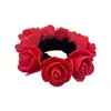 Diadema de Flores de Espuma Nueva Transfronteriza Accesorios para el Cabello de Rosa Cuerda para el Cabello Atada en Forma de Bola Diadema de Alta Elasticidad Venta al por Mayor para Mujeres