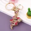 Chaveiro Criativo de Liga de Zinco Zodíaco Cobra Cravejada de Diamantes Pingente de Bolsa Animal Exquisito Presente Chaveiro Joia Atacado