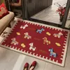 2026 Año Nuevo Año del Caballo Felpudo Rojo para Puerta de Baño Alfombrilla de Baño Absorbente Antideslizante Alfombra para Baño del Hogar