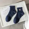Calcetines de Oso Polar para Hombre, Nueva Colección Primavera/Verano, Calcetines Cortos Bordados de Dibujos Animados Shawn Yue, Calcetines Tobilleros de Algodón Negros y Blancos Deportivos de Moda Coreana