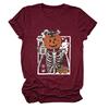 Estación Independiente Europea y Americana de eBay Nueva Camiseta Café Calabaza Calavera Halloween Diversión Cuello Redondo Manga Corta Camisa