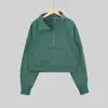 Sudadera de otoño e invierno estilo Lulu, engrosada con forro polar Scuba, cuello alto corto, chaqueta deportiva de yoga holgada y versátil para mujer