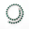 Venda Direta da Fábrica Joias Hip-Hop Quadrado Doce de Rocha Diamante Verde Liga de Zinco Cadeado Strass Colar Totalmente Cravejado Colar Masculino Europeu e Americano