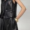 Moda Europeia e Americana Anel Irregular Enrugado Esmaltado em Metal Pulseira Larga Luxo Acessível Pulseira Aberta de Alto Nível Moda